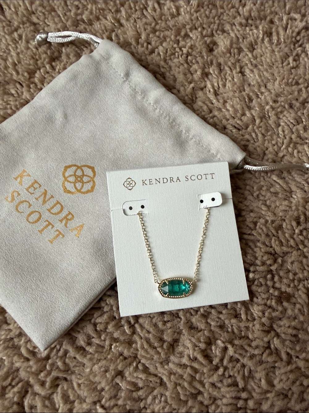 Kendra Scott Gold Chain Necklace with Teal Gemstone